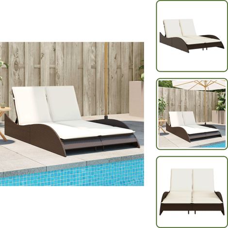 Sonnenliege mit Auflagen Braun 114x205x73 cm Poly Rattan - Sonnenliege - Gartenliege - Relax Liege - Poolliege - Outdoor Lounge Chair