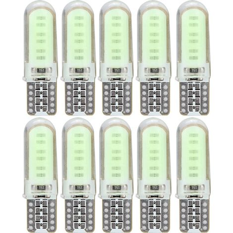 Lot de 10 ampoules T10 COB double face silicone blanc froid, feu de position latéral pour voiture, éclairage stationnement (1/5)