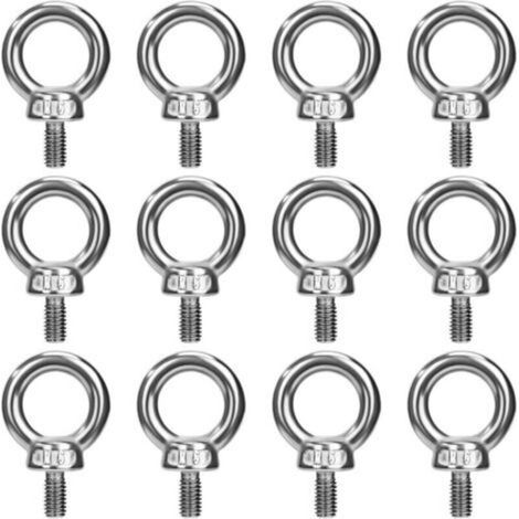 Boulons à Oeil M6 Anneau de Levage Boulon à œil Anneaux Filetage Vis en Acier Inoxydable 304 pour Fixer des Suspendus Relier 12 Pièces (1/4)