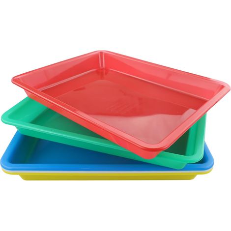 5 Pièces Plateaux D'Art Plastique, Plateau de Service Multicolore Plateaux D'Activités de Jeu Plateau Organisateur Anti-Dérapant pour Travaux Manuels, École, Maison (28 x 21 x 3cm) (1/5)