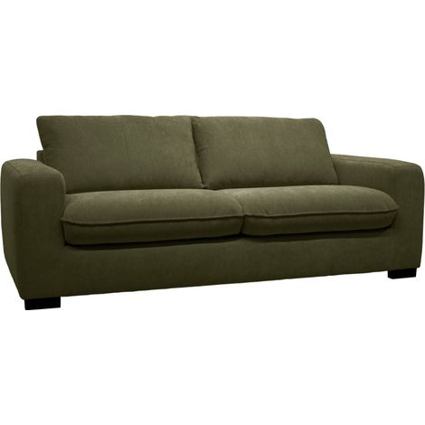 sweeek - 3-Sitzer Schlafsofa mit Chenille-Bezug und 10 cm Matratze - Hergestellt in Frankreich, Chenille, Khaki