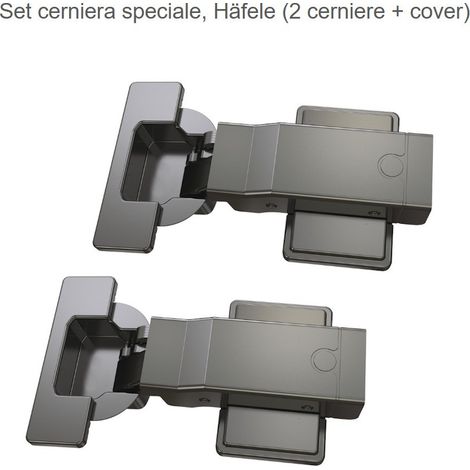 KIT 2 CERNIERE SPECIALI HAFELE MONOBLOCCO ALTA PORTATA APERTURA 100° RALLENTATE 315.24.835