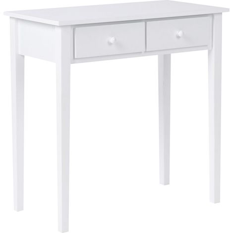 Console Table White MDF Wooden Legs 75 x 40 cm with Drawers Hallway Living Room Furniture Kids Room YIRRA