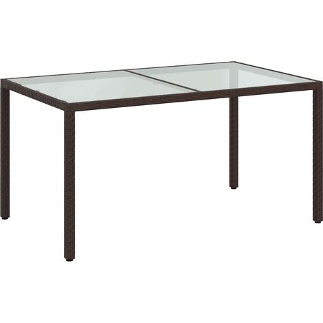 Table de jardin，Table d'extérieur 150x90x75 cm Verre trempé/résine tressée Marron CFW83097 (1/5)