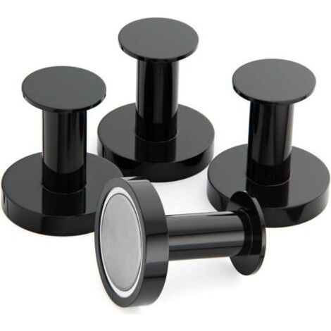 Porte Manteaux Aimantés, patère magnétique, 4 Crochets Muraux Noirs Extrêmement Solides, Porte Manteaux pour Porte avec Aimant en Métal Néodyme Rare, Crochets Porte de Frigo (1/4)