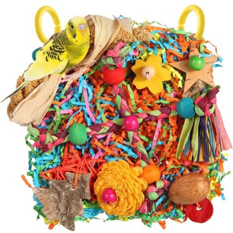 Jouets pour oiseaux, perruches, tapis d'escalade mural pour perruches, perroquets, calopsittes, conures, inséparables, cage pour perruches, petits et moyens (étoile scintillante) (1/4)