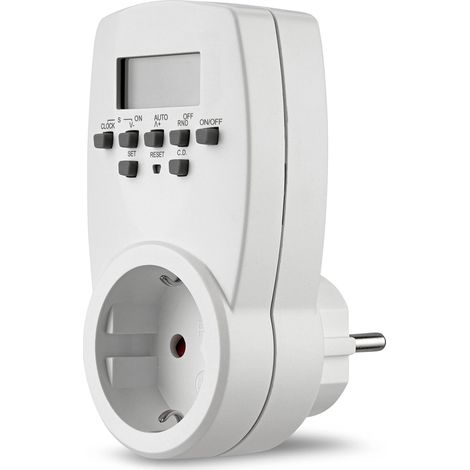 REV Timer – Presa timer digitale per interni, 20 orari/giorno, 1800 W, funzione casuale, bianco (1/4)