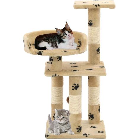 vidaXL Rascador para gatos poste de sisal 65 cm huellas beige (1/2)