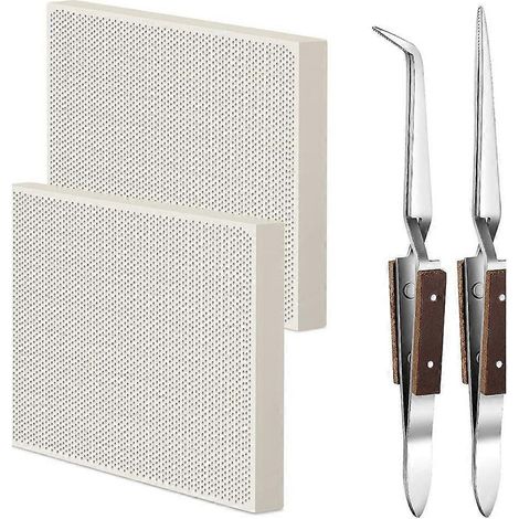 Kit de soudure pour bijoux - 4 pièces comprenant 2 blocs nid d'abeille et 2 pinces en céramique, idéal pour les loisirs créatifs. (1/5)