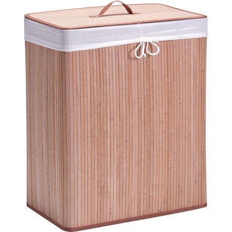 Cesta in Bamboo per Biancheria con 2 Scomparti