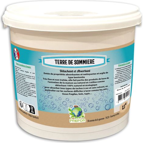 Prefor – Terre de sommière 3L – Détachant à sec pour surfaces fragiles – Absorbe taches sans solvant – Pour cuir, bois, tissus délicats
