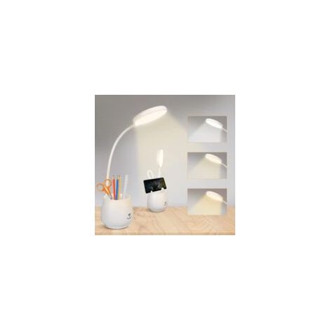Lampada da scrivania con portapenne, lampada da scrivania a LED dimmerabile con touch screen e 3 luci M-Crezuo