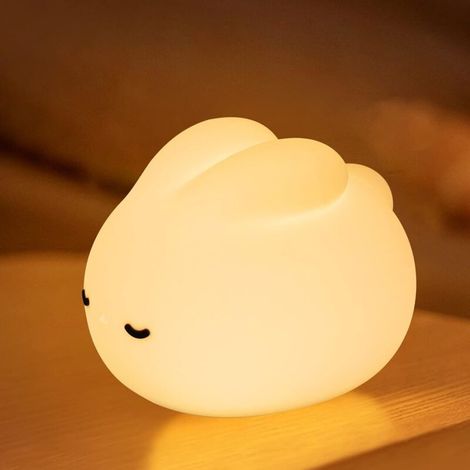 Silikon-Nachtlicht für Babys in Hasenform, verstellbares LED-Licht mit Touch-Funktion und Timer, Geschenk fürs Kinderzimmer - Crezuo