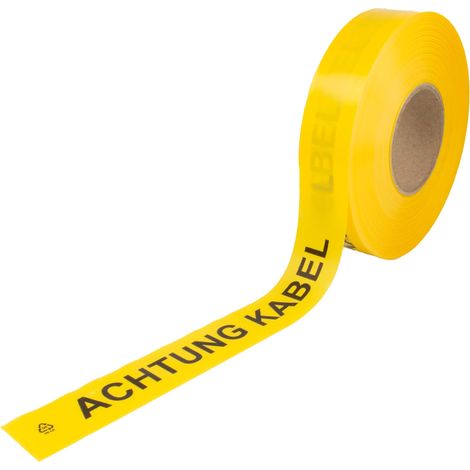 tecuro Trassenwarnband ACHTUNG KABEL, gelb, 250 m x 40 mm, PE-Folie 0,1 mm, schwarz bedruckt (1/3)