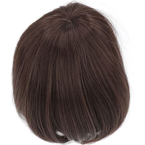 Perruque cheveux courts pour poupée BJD 1/3, fibre synthétique douce, couleur marron foncé, frange droite, modifiable (1/5)