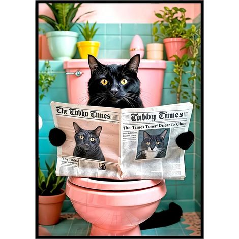 Funny Toilet Poster Wall Decoration Cute Cat (1/5)