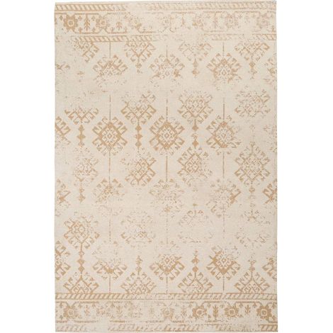 Tappeto ozel beige in lino a pelo corto 170x120 cm - Atmosphera créateur d'intérieur