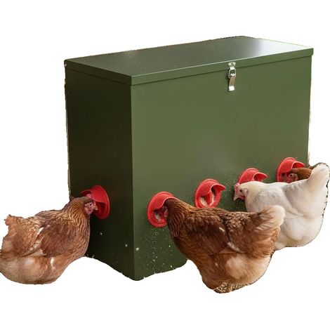 Nourrisseur pour poulailler, 60,5 cm x 29 cm x 51 cm, matériau en acier, capacité de 25 kg, design étanche, facile à assembler (1/5)