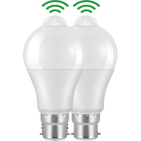 Ampoule Detecteur de Mouvement B22 Baïonnette LED, 12W, 1020lm, Blanc Froid 6000 K, CIR 85, étanches IP42 à économie d\\'énergie, non dimmable, Ampoule à Détecteur de Mouvement(2 pièces) (1/4)