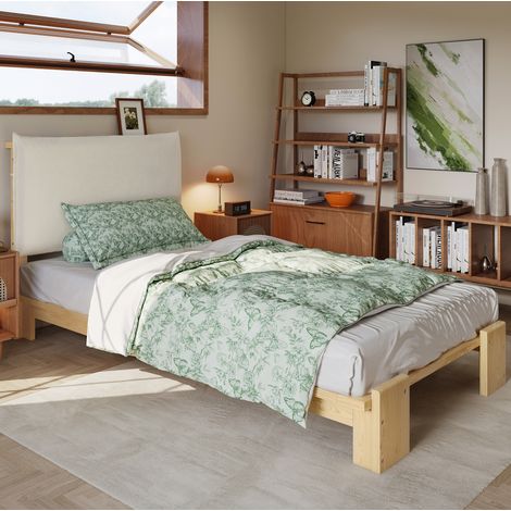 posto letto struttura 90x200 schienale imbottito legno HAVRYA (1/5)