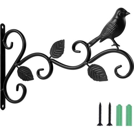 Balkon-Hängekorbhaken 2er-Pack 30 cm langer Pflanzenhänger aus Eisen Pflanzenhänger für den Außenbereich Wandhaken Für Gartenpflanzen Laternen Schwarz (1/5)
