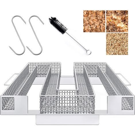 Générateur de fumée froide en acier inoxydable avec brosse et crochet idéal pour fumoir barbecue boule 22,5 x 21 x 4 cm (1/5)