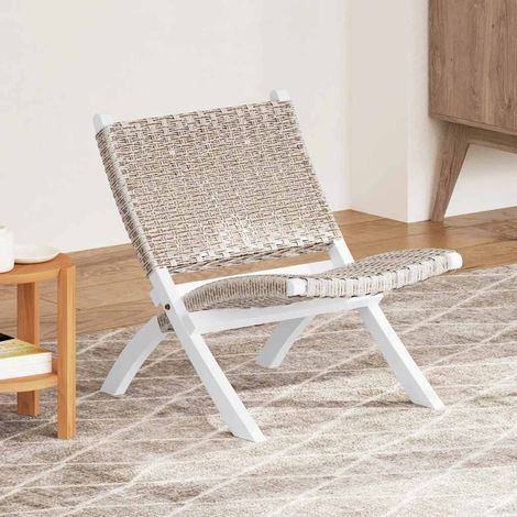 Teenpull – Relaxstuhl Weiß Natur Kubu-Rattan und Massivholz Mahagoni (1/5)
