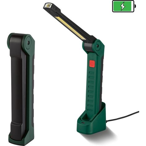 Lampara Linterna de Taller LED recargable con BASE DE CARGA, Iman y 3 modos de luz 2200 mAh, 600 Lm