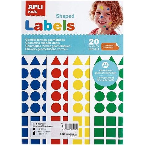 Bolsa A4 gomets 20 mm colores surtidos 20 hojas  Multicolor