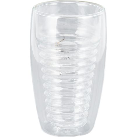 Mug à café en verre à double paroi, 320 ml, résistant à la chaleur, transparent, brillant, isotherme – idéal pour la maison, le bureau ou un café. (1/5)