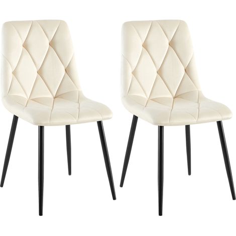 2er Set Esszimmerstuhl Clairton creme Samt