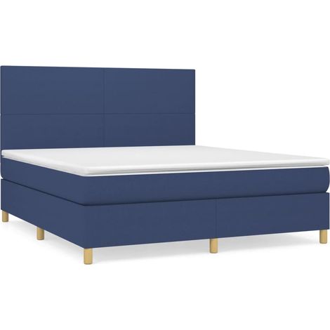 Maison Exclusive - Giroletto a Molle con Materasso Blu 160x200 cm in Tessuto (1/5)