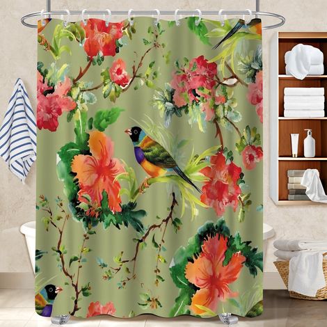Kit rideau de douche en polyester 180x180 avec 12 œillets housse de baignoire pour hôtel / airbnb (1/5)