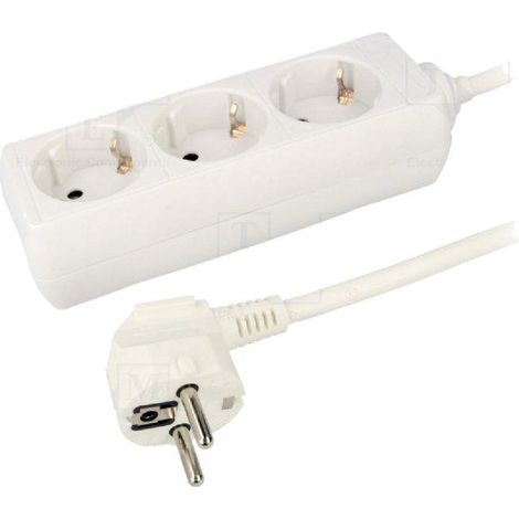 Multiprise blanche avec rallonge 1.4m - parafoudre - 3 prises 230VAC 16A