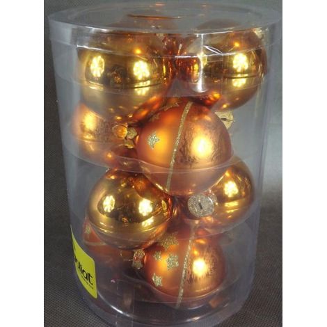 Set di 12 palline di Natale in vetro, rosse, da 60 mm, in una scatola in PVC. (1/2)