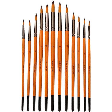 Ensemble de 12 pinceaux assortis en nylon, compatible avec la peinture. (1/5)