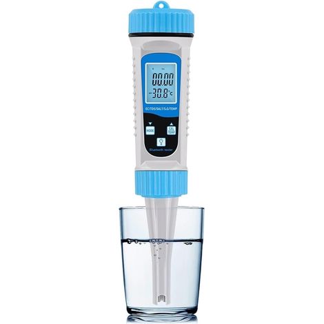 Medidor de calidad del agua Bluetooth 5 en 1: medidor de TDS/pH/salinidad/temperatura/EC para acuarios hidropónicos, piscinas y detector de calidad del agua. (1/5)