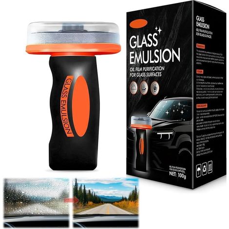 Nettoyant Vitre Voiture Solido, Produit Nettoyage Voiture, Anti Pluie pare Brise, Détachant de Film d’Huile pour Pare-Brise Vitres Rétroviseurs Brosse Incluse pour une Visibilité Claire glass emulsion (1/5)