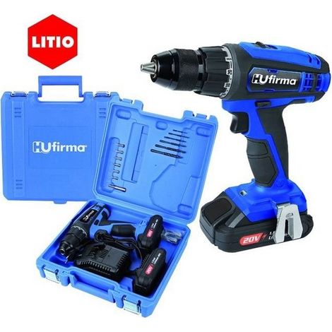 HUFirma HU-T20LI Trapano Avvitatore a Batteria 20V 1,5Ah 2 Batterie Litio Frizione 20+1 35 Nm LED Valigetta 13 Accessori