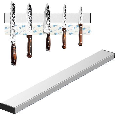 Soporte magnético para cuchillos de 30 cm, magnético para cuchillos de acero inoxidable, soporte magnético para cuchillos que se puede instalar sin taladrar, para cuchillos de cocina, cuchillos de fru (1/5)