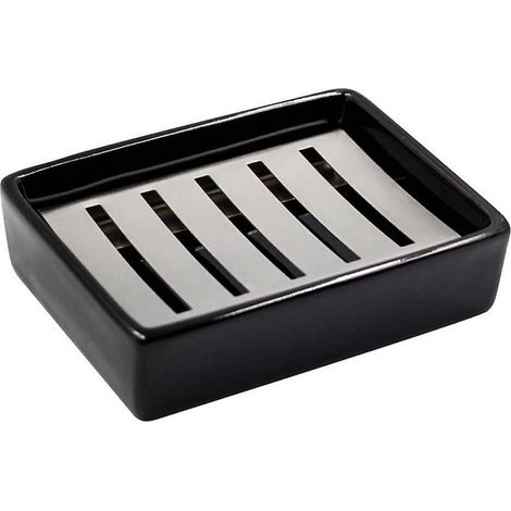 1 porte-savon céramique, double couche acier inoxydable SUS304, plateau amovible, salle de bain cuisine (1/5)