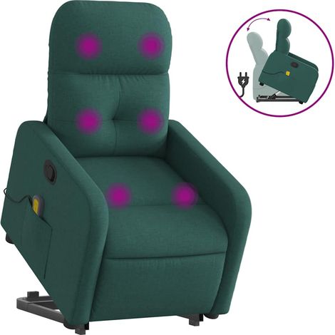 Maison Exclusive - Poltrona Alzapersona Massaggiante Verde Scuro in Tessuto (1/5)
