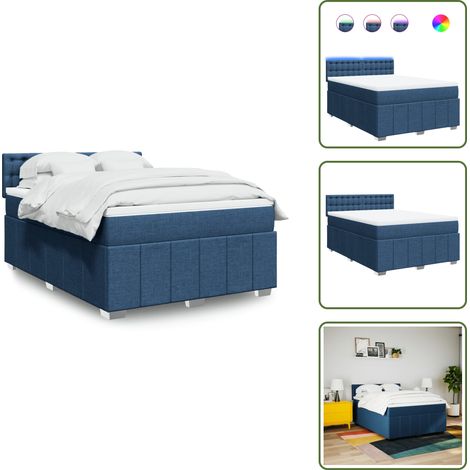 Sommier à lattes de lit avec matelas Bleu 160x200 cm Tissu - Sommier À Lattes De Lit - Sommiers À Lattes De Lit - Lit - Meuble De Chambre À Coucher (1/5)