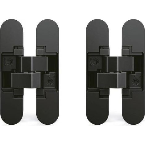Charnière invisible pour portes, Lot de 2 charnières invisibles pour portes lourdes, charge de 40 kg, ouverture de 180º, zamak, noir (1/5)