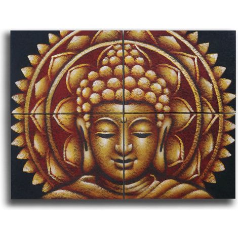 Détail Brocart Mandala Bouddha Doré 30x40cm x 4- Vendu par 1