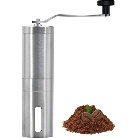 BRAVIX Handkaffeemühle, tragbare Kaffeemühle mit verstellbarem Drehknopf, Kaffeemühle aus Keramik und Edelstahl für Küche und Wandern (1/5)