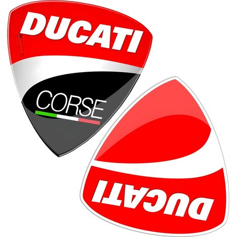 Stemma logo DUCATI e DUCATI CORSE adesivo resinato effetto 3D - Modello: Model A (1/2)