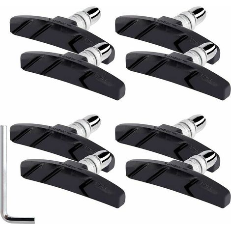 VURAHOME -Patins de Frein Vélo V-Brake 70 mm avec Ecrous Hexagonaux Entretoises et Clépour Vélo de Route Montagne Cyclisme Noir 4 Paires (1/4)