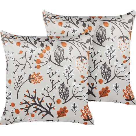 Lot de 2 Coussins en Velours Blanc Cassé 45 x 45 cm pour Salon Chambre Montbretia