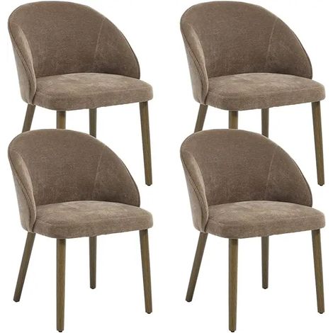 Wahson Chaise de Salle à Manger en Chenille, Lot de 4 Chaise Salle à Manger avec Pieds en Bois, Chaises Moderne pour Cuisine/Salon, Marron